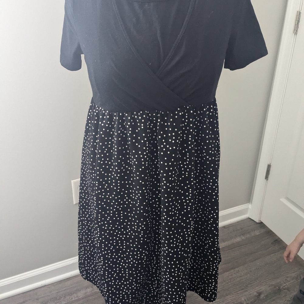 Elegant Black and White Polka Dot Dress